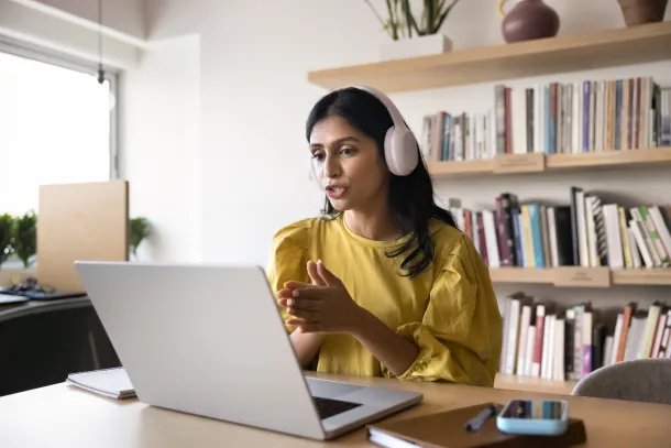 Woman working on laptop
