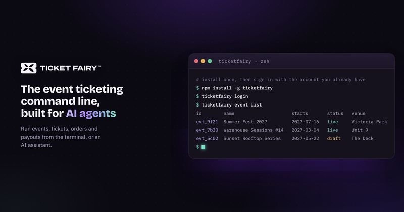 Ticket Fairy Launches the World’s First Event Ticketing Command Line Built for AI Agents