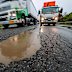 One of the potholes that caused damage to multiple cars on Monday.