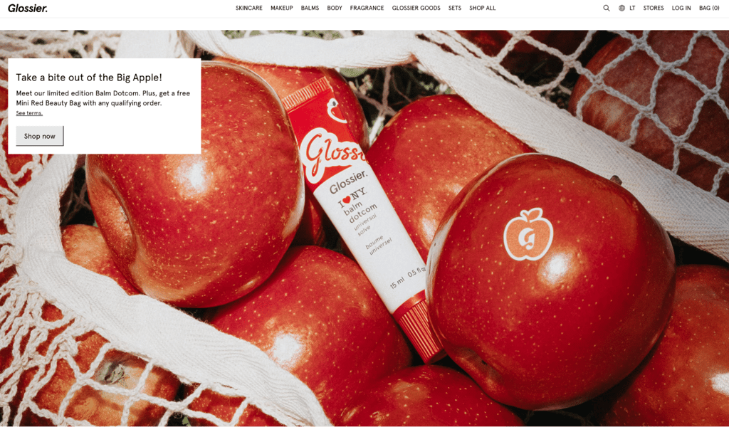 Glossier homepage
