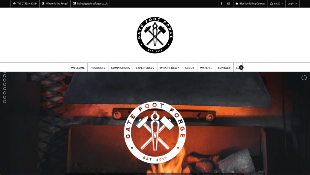 Gate Foot Forge landing page