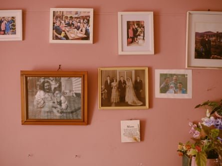Family photos hanging in Ellen Rogers’ mother’s house