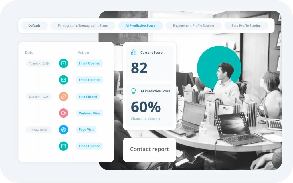 Screenshot showing a simplified version of an email workflow by Act-on, a popular marketing automation platform