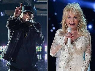 Rapper Eminem and singer Dolly Parton.
