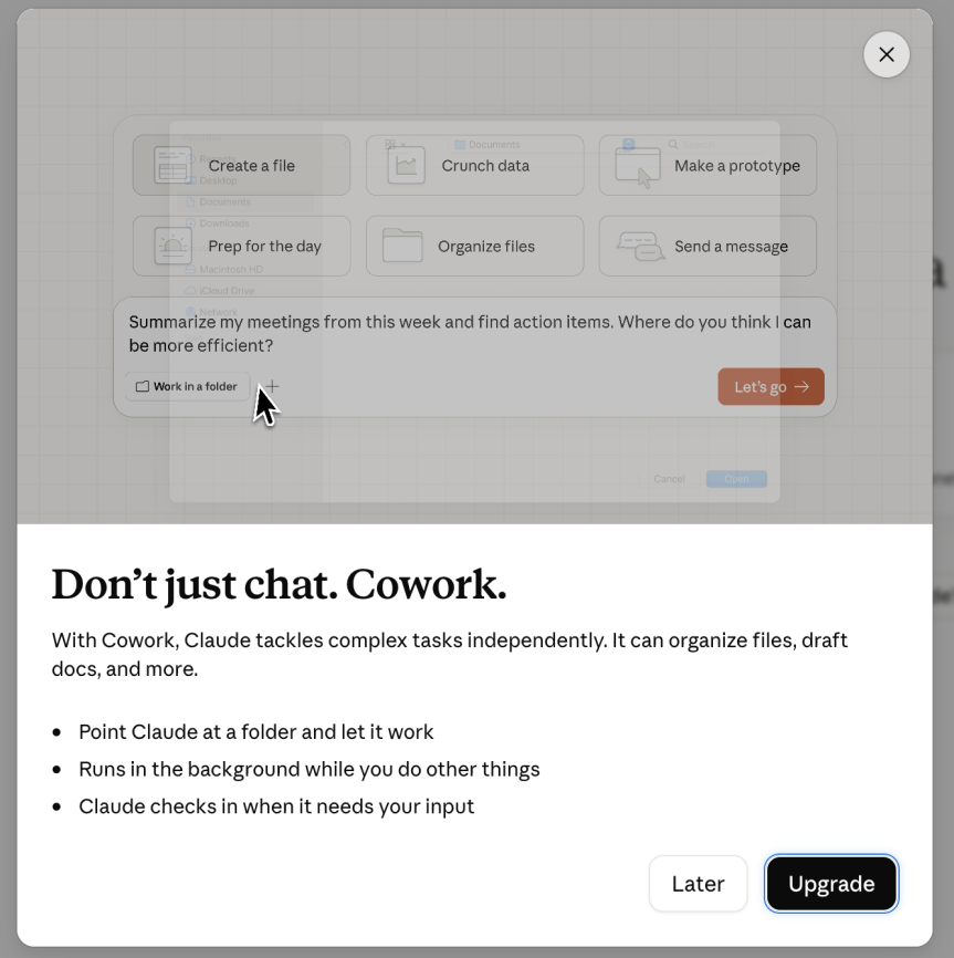 A screen showing Claude Cowork.