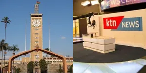 A collage of the Parliament buildings and inside KTN Studios
