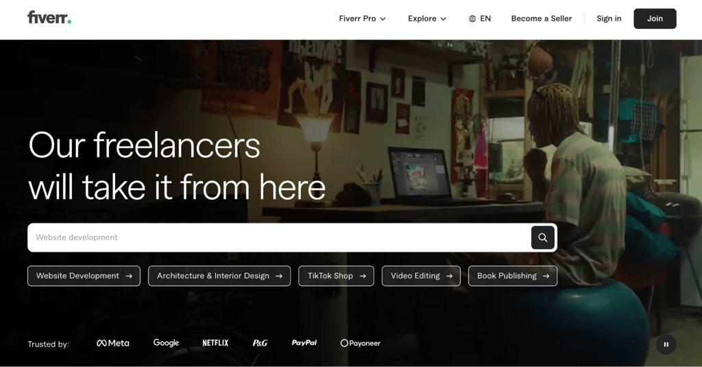 Fiverr homepage