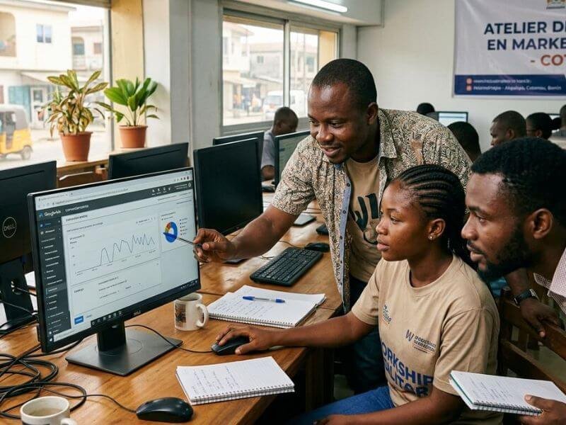 Practical Meta certification Benin workshop in the computer lab at Justfine Digital Academy