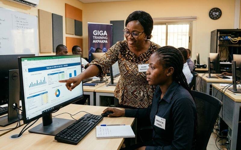 Practical JCO-401 productivity computer lab training in Akpakpa Cotonou
