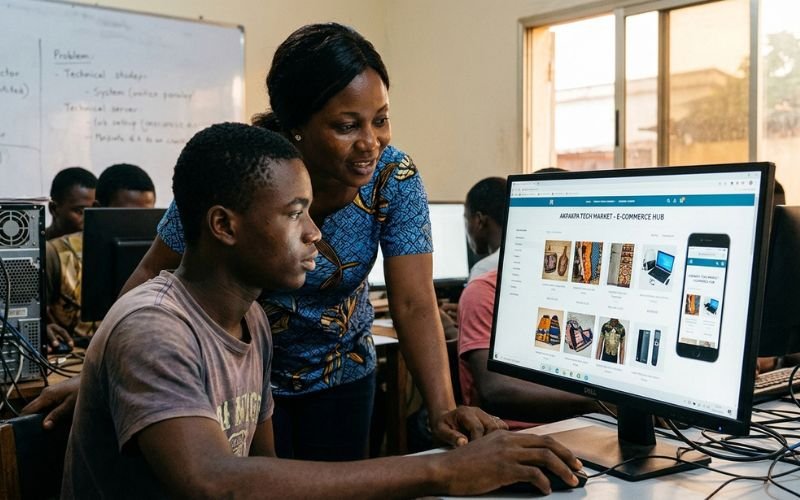 Hands-on web design Cotonou training session at Justfine Digital Academy