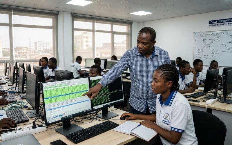 Hands-on network defense Cotonou training session inside the JCS-701 cybersecurity lab - Wireshark lab walkthrough
