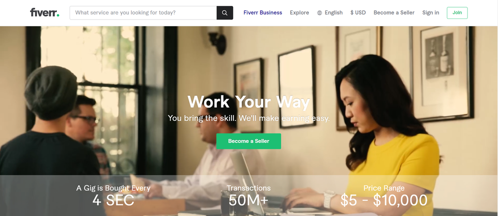 Seller page on the Fiverr website